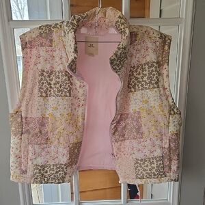 Thread & Supply Light Pink Quilted Vest with Cream Labeling